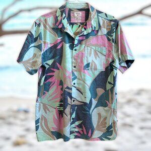 Quiksilver Modern Fit XL Short Sleeve Surf, Skate Shirt Tropical Pastel Print